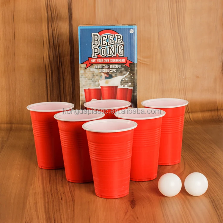 16OZ Red PP Disposable Plastic Beer Pong Set Cup for Party Game