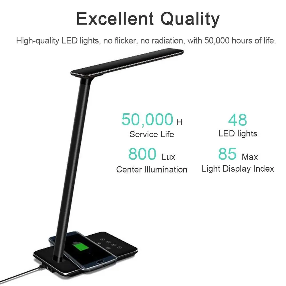 Wholesale Hot Selling Adjustable Dimmable Wireless Charging Lamp Intertek Led Desk Lamp Electric Aluminum Plastic AC Modern 20
