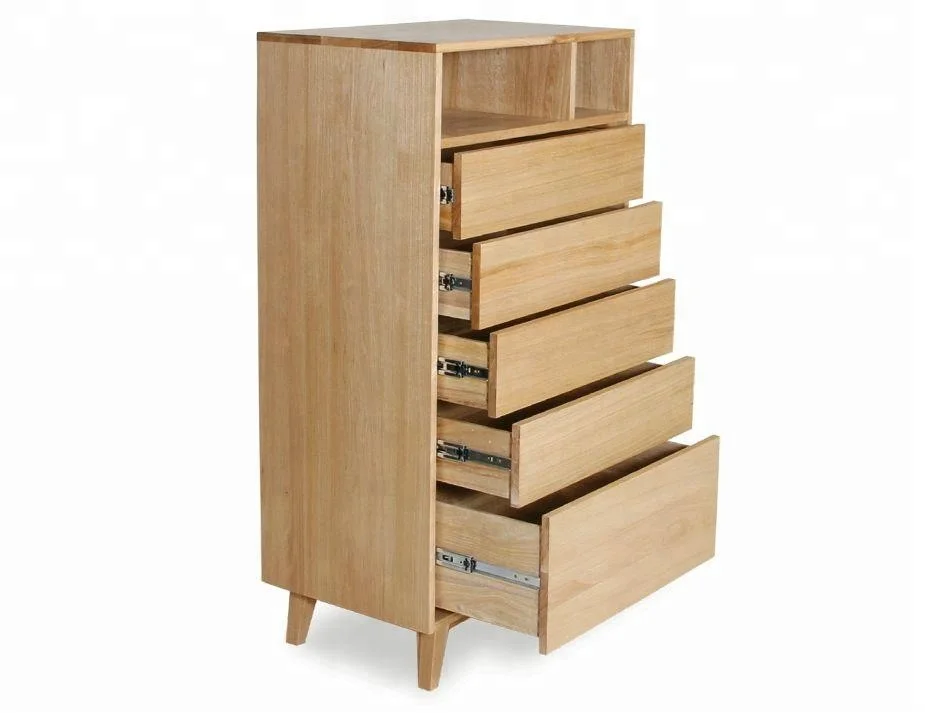 High quality children tall wood 5 drawer slim chest of drawer for bedroom furniture
