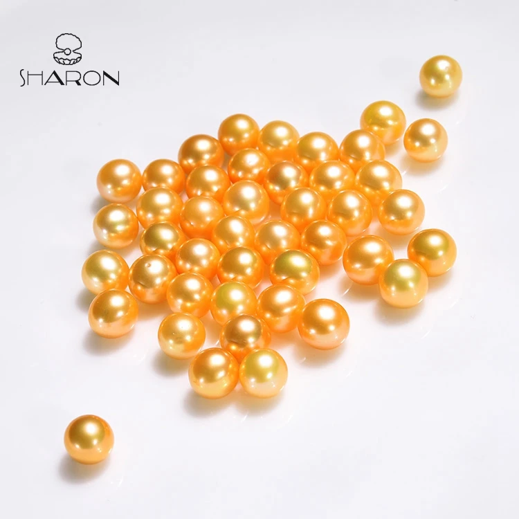 Оптовая продажа, высокое качество, 7-8 мм, круглые бусины для изготовления ювелирных изделий из пресноводного золота Южной моря, без отверстий