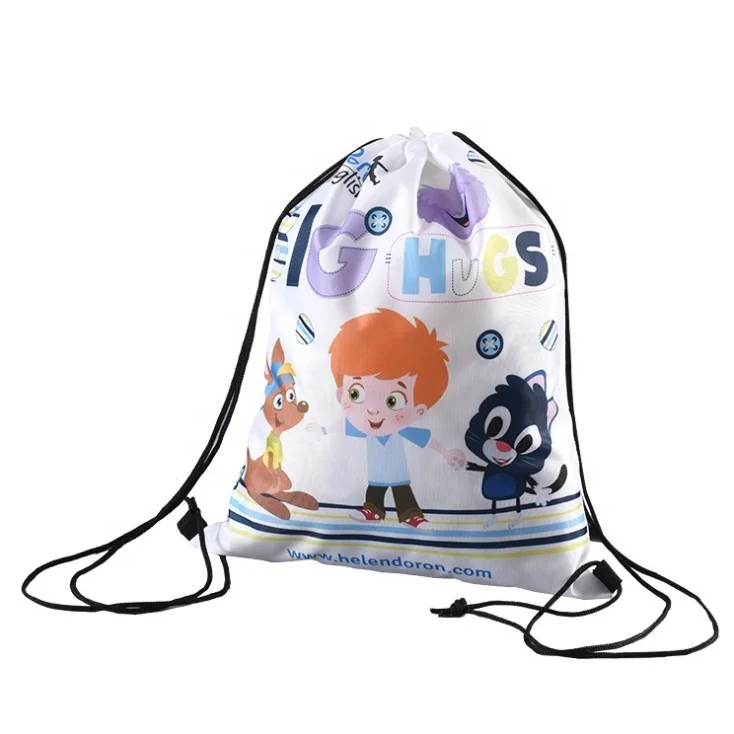 
Cheap custom logo sports backpack 210D polyester drawstring bag printing draw string bag for promotional 