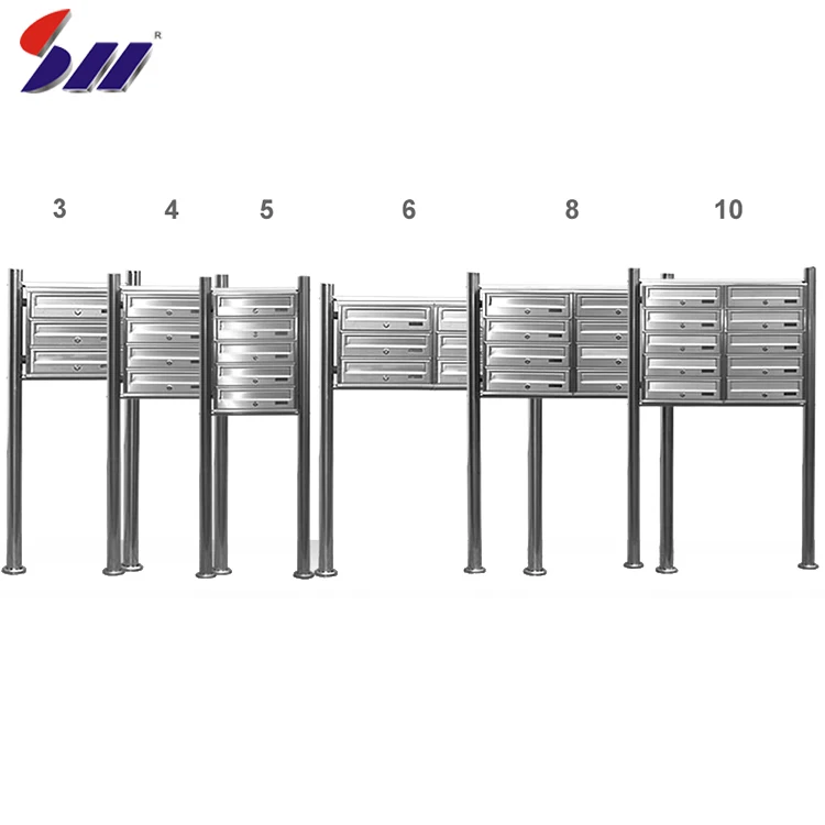 
H360XW803*D270 apartment building modern 304 stainless steel mailbox with 8 apartments 