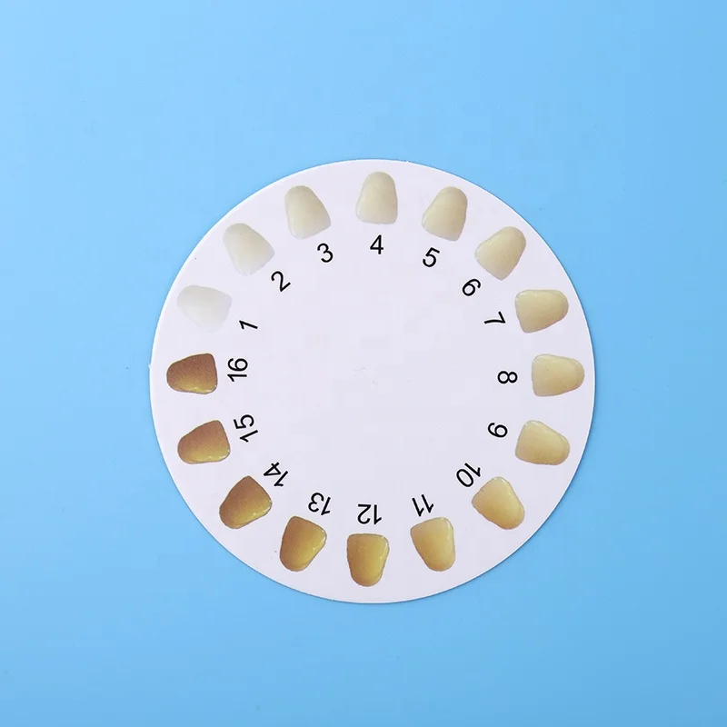 
16 colors paper Teeth whitening shade guide card retangle/circle shape 