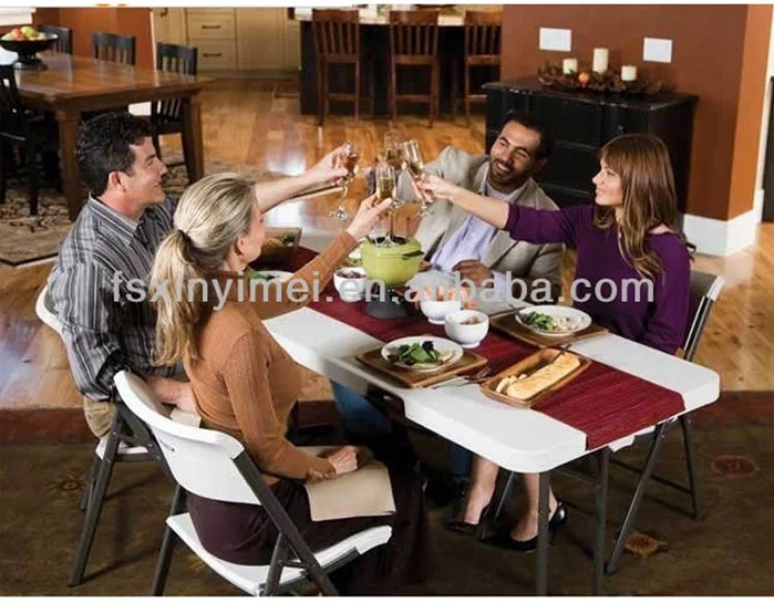 Hot Sale Party Event Dining White HDPE Folding Blow Mould Table