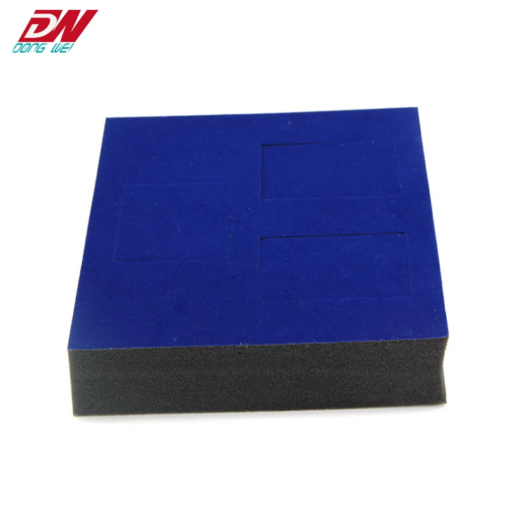 Rapid rebound polyethylene velvet flocked foam packaging insert