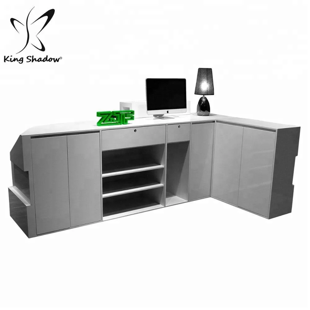 Luxury reception desk front counter height black chair commercial reception desks for beauty salon