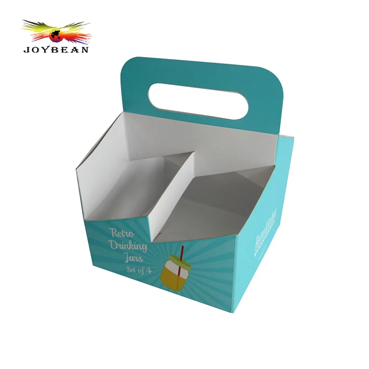 Elegant design 4 pack bottle beer carrier box, kraft 6 bottle beer/wine packing carrier box for gift