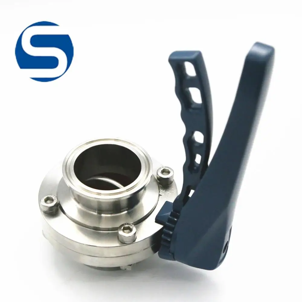 Wenzhou Sanitary Stainless Steel welded Thread end Butterfly Valve for food grade sanitary