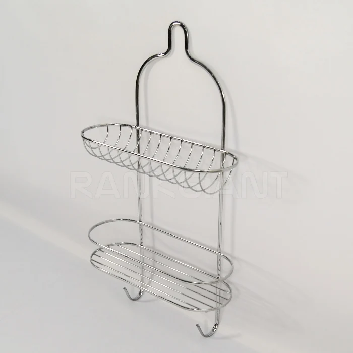 MOdern Shower Bathtub Caddy - Over The Showerhead Spacesaver - 2 Large Wired Shelves Toilet Storage Rack Bathroom