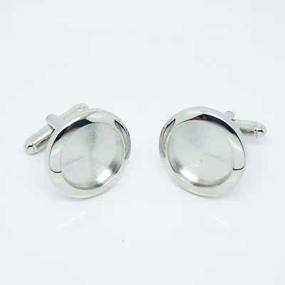 Cufflink Blank Settings Round Blanks Bezel Base for Cabochon Cameo DIY Cufflink Findings