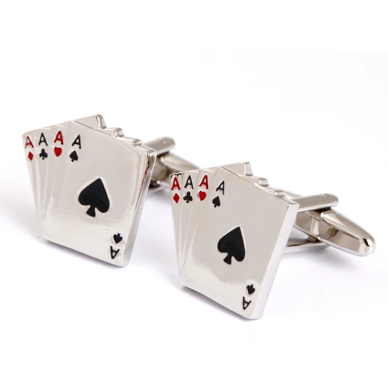 
4 Ace Playing Cards Poker Men Copper Cufflinks  (60411836887)