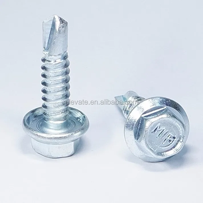 Indented Hex Cupped Washer Head Deep Undercut BSD Thread No.3 Point Self Drilling Screw