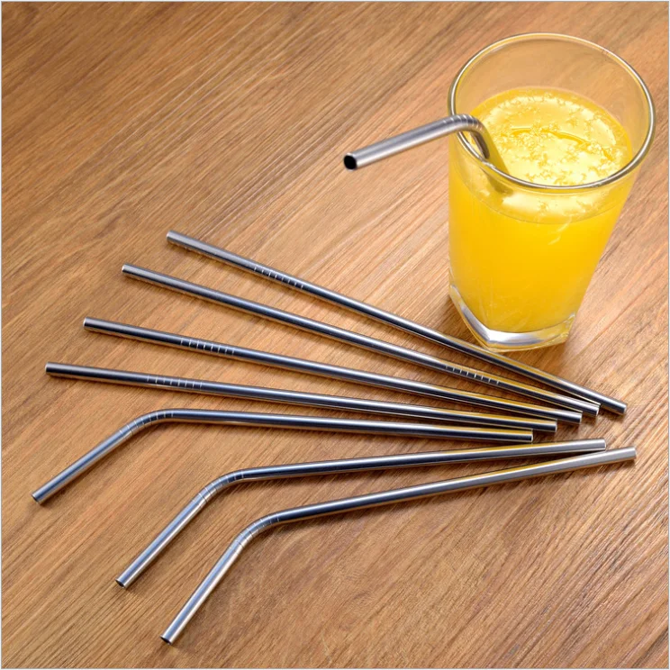 
Amazon hot sale stainless steel straight bent drinking beverage straw for home bar 