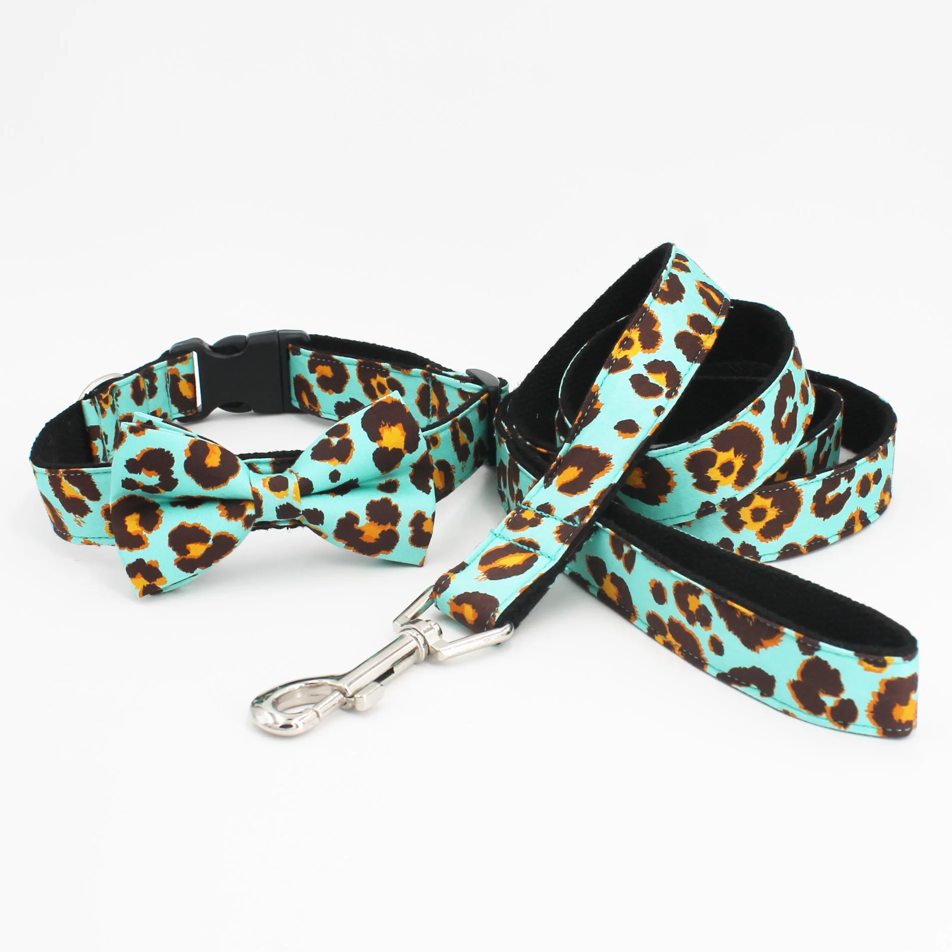 Dog Accessories Bowtie dog collar with rose Gold Buckle ,Matching Leashing Available