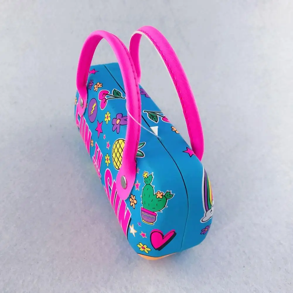 Wholesale Factory Directly Cute Cartoon Pu Leather Sunglasses Box High End Kids Glasses Case Box With Handle