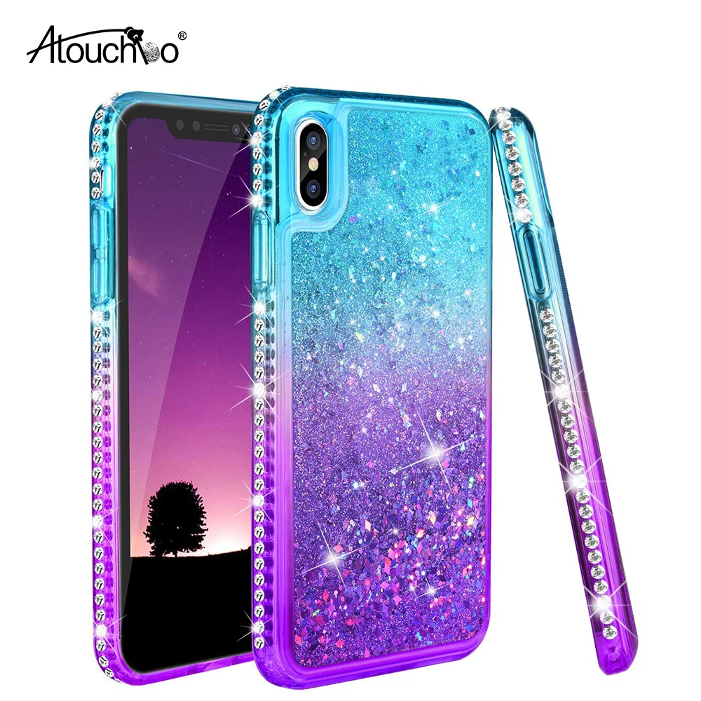 На градиент Quicksand серии для iPhone XS XI MAX XR2 блеск течет жидкости плавающей ТПУ бампер подушки углы милый чехол