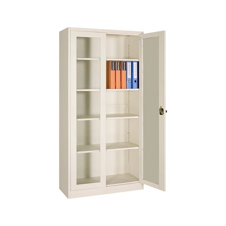 High quality steel Glass Swing door Book case metal documents storage Office cupboard filing cabinet