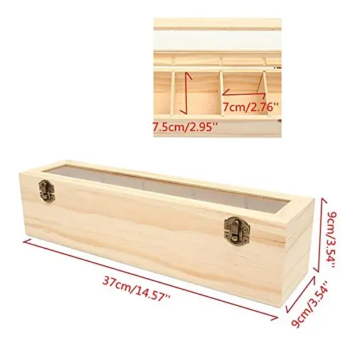 Antique Chest Tin Caddy Holder Glass Lid Pine Wood Dry Food Storage Container Organizer