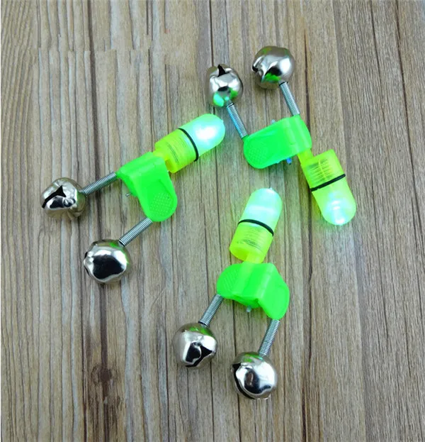 Night Fishing Rod Tip Red LED Light Twin Bells Ring Fish Bait Alarm
