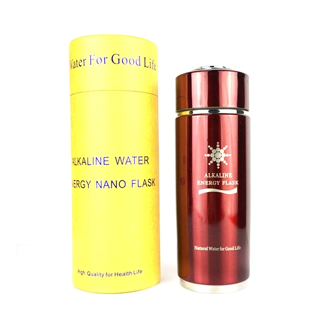 Yellow cylindrical packaging alkaline water bottle vacuum insulated stainless steel water bottle