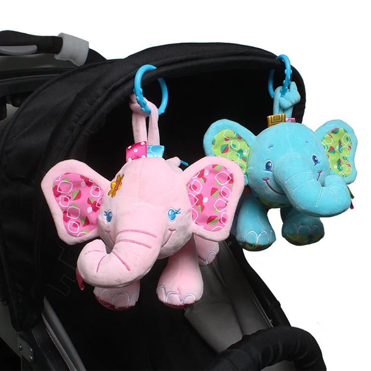 S013 EN71 Certification Cute Elephant Plush lullaby Pull String Musical Crib Hanging Baby Toy