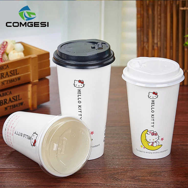 
wholesale printing paper coffee cups white cups for hot coffee with plastic lids sleeves 