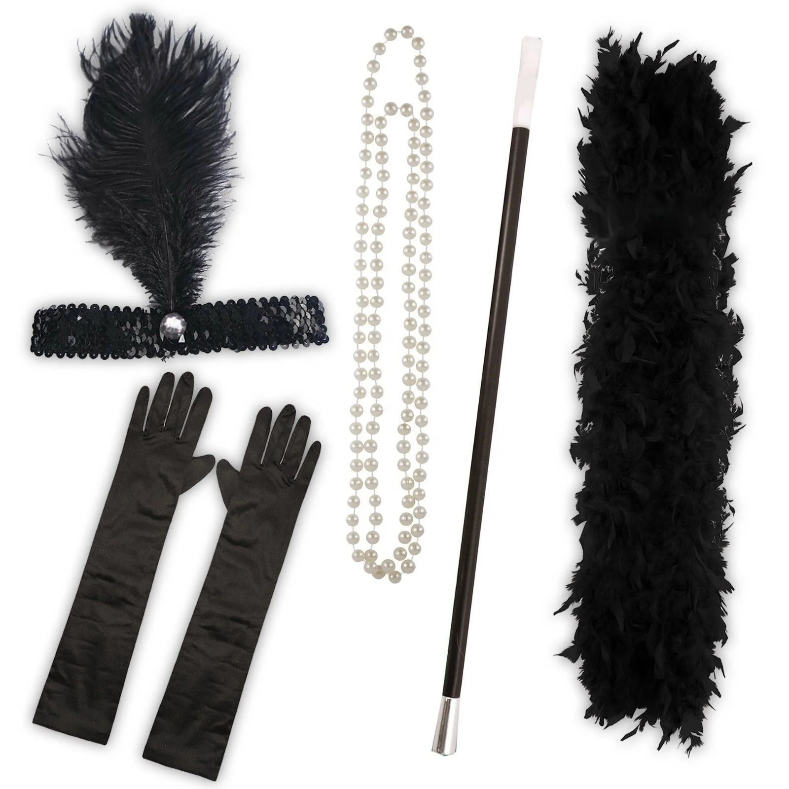 Party Neon Accessories Ladies 1920s Flapper Girl Fancy Dress Accessories Sets Charleston Gangste for Women 80s Party Girls