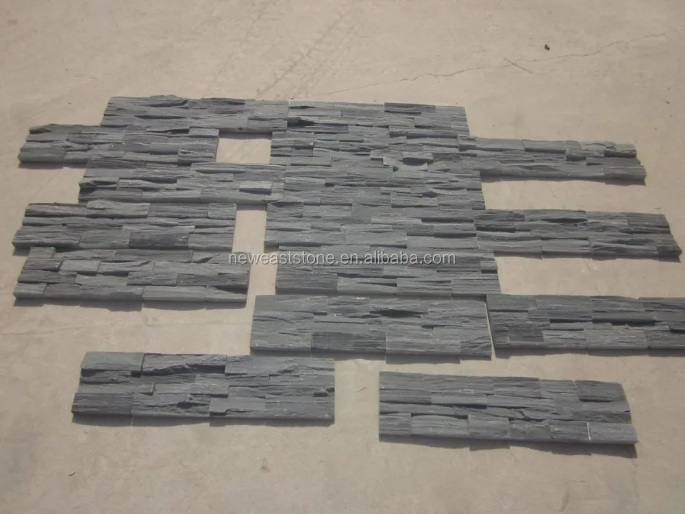 Charcoal Random Black Quartzite Slate Stacked Ledge Decorative Stone for walls