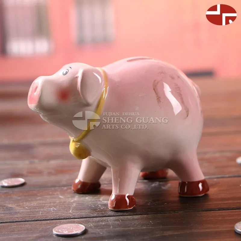 Ceramic piggy design with painting dolomite cartoon pig money box coin bank