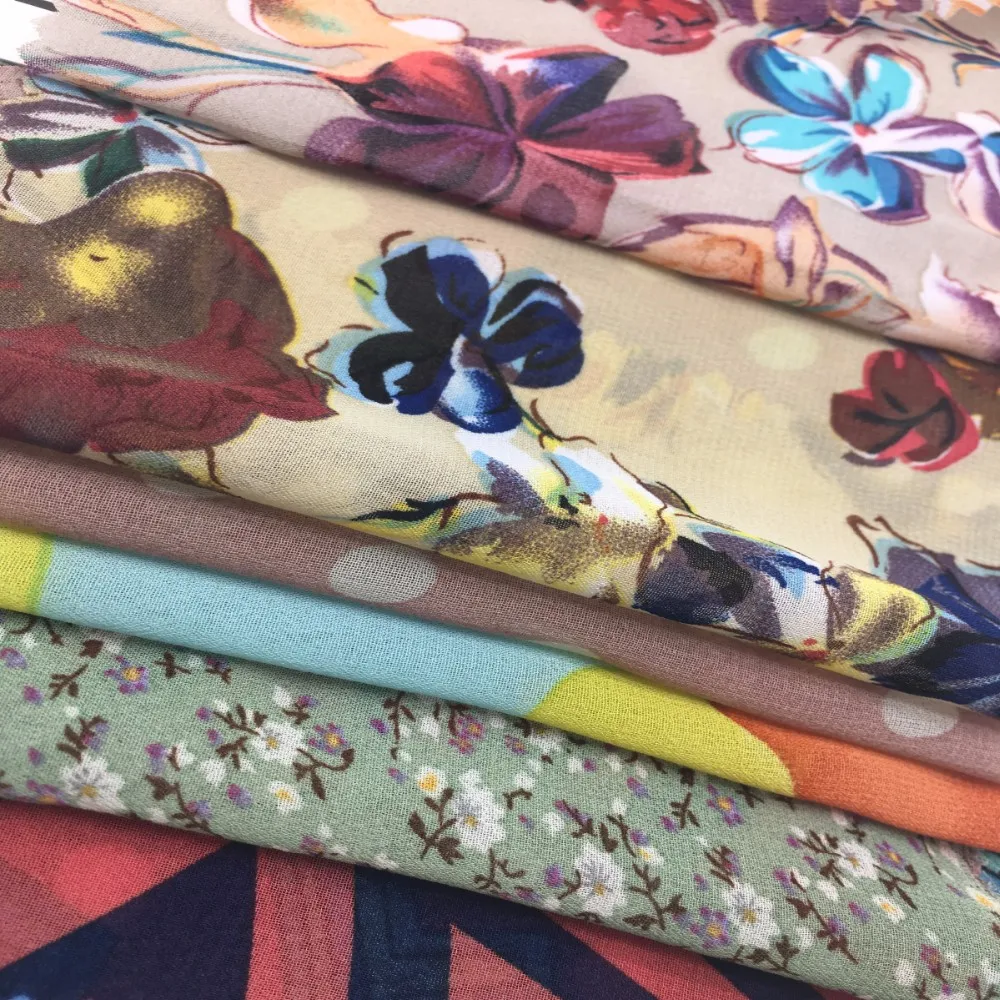 75D Печатный полиэстер крепдешин для женского платья