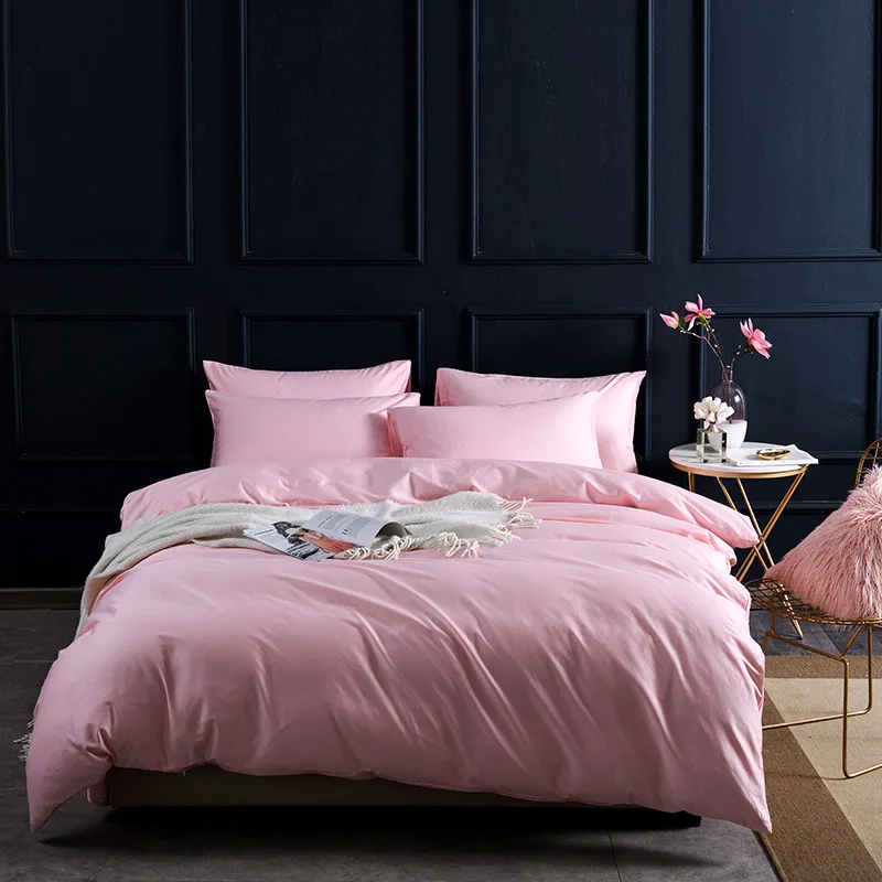 Modern Queen Size Bedding Set 100% Cotton Factory Price Bright Colors 300TC Disposable Woven 3-Piece Stock Lot