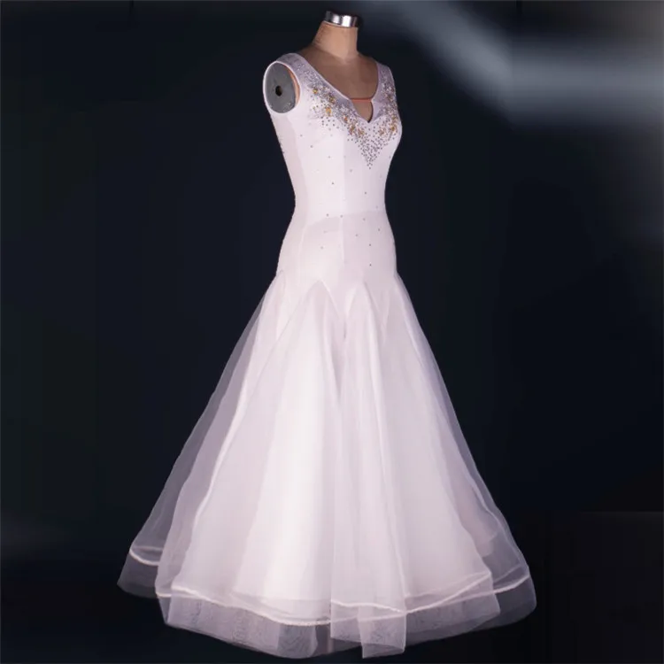 Лидер продаж, женское платье для соревнований на заказ, Белое Бальное Платье