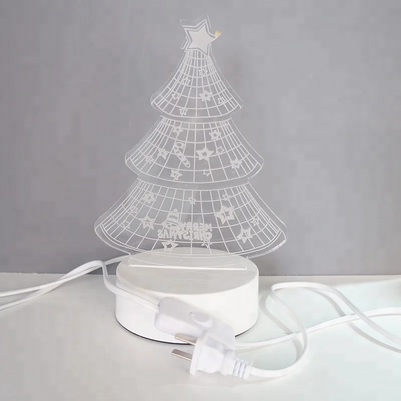 Color Changing Creative Acrylic Purple Christmas Tree 3D USB LED Light