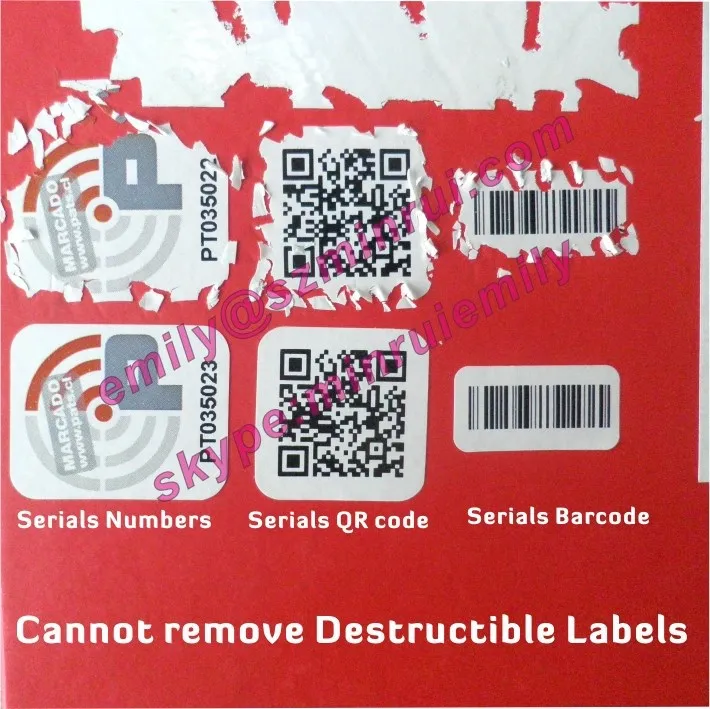 QR code security sticker printing manufacturer, anti-theft destructible barcode and QR code asset labels in rolls