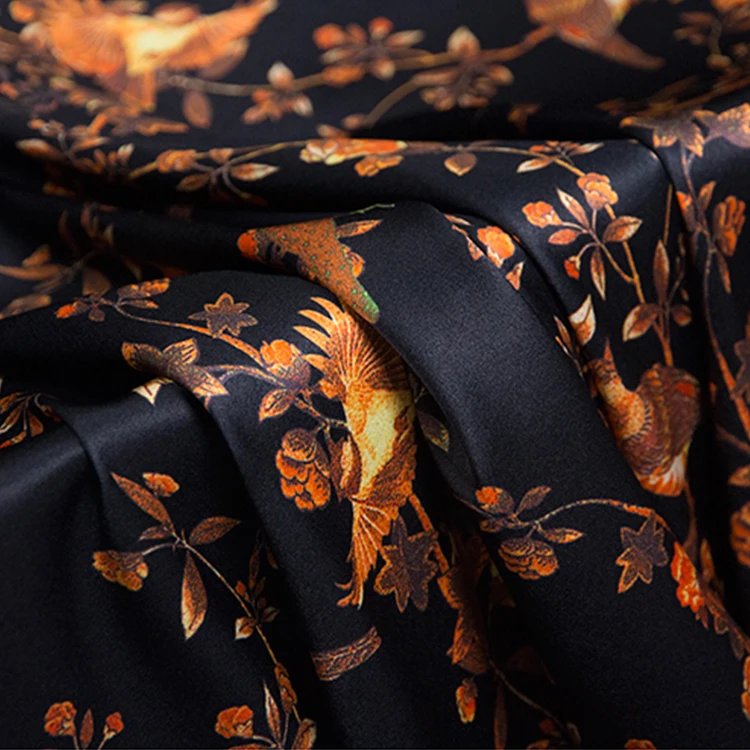 Digital Printed 19MM Silk Fabric 100% Mulberry Printed Silk Satin Fabric