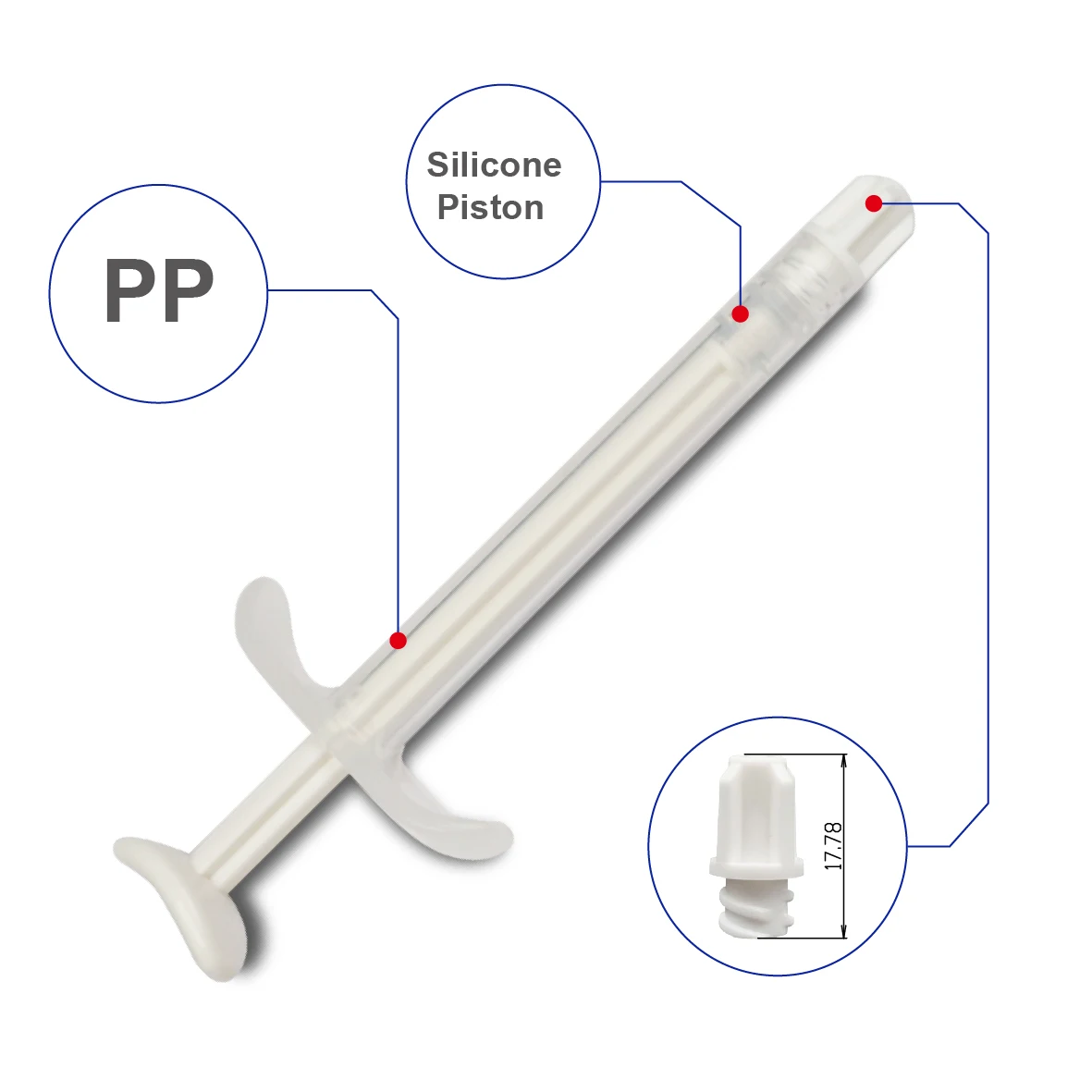  2ml disposable dental syringe with plastic luer-lock pre-bent needle