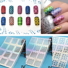 Fish Scale Nail Vinyls Irregular Triangle Grid Pattern Easy Use Nail Art Tips Manicure Stencil Nail