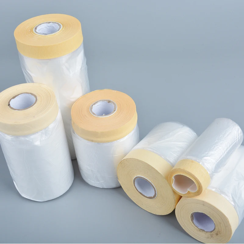 factory good price automotive paints PE paint masking tape and masking film with tape pre-taped masking film