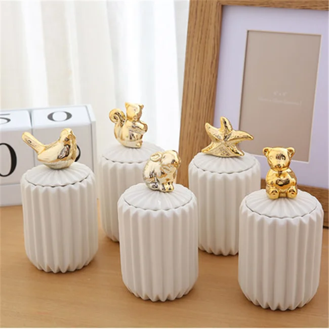 Hot sale Unique custom design  customized logo white ceramic toothpick holder