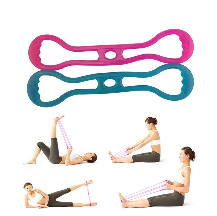 
 Бодибилдинга эластичный бинт для фитнеса на шнуровке 8 фигурные резиновые расширителей грудной клетки для занятий йогой, упражнений, Эспандеры отработки  