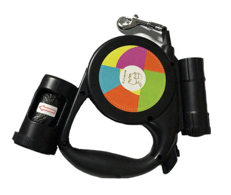 5M 9pcs Super LED Light dog leash with waste bag dispenser ,LED leash with bag,retractable leash and dog lead