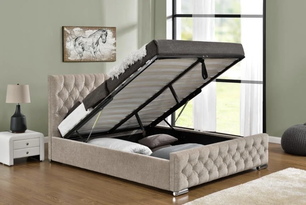 Willsoon furniture Double size crystal diamond velvet lift up storage bed 1151G Upholstered furniture bed