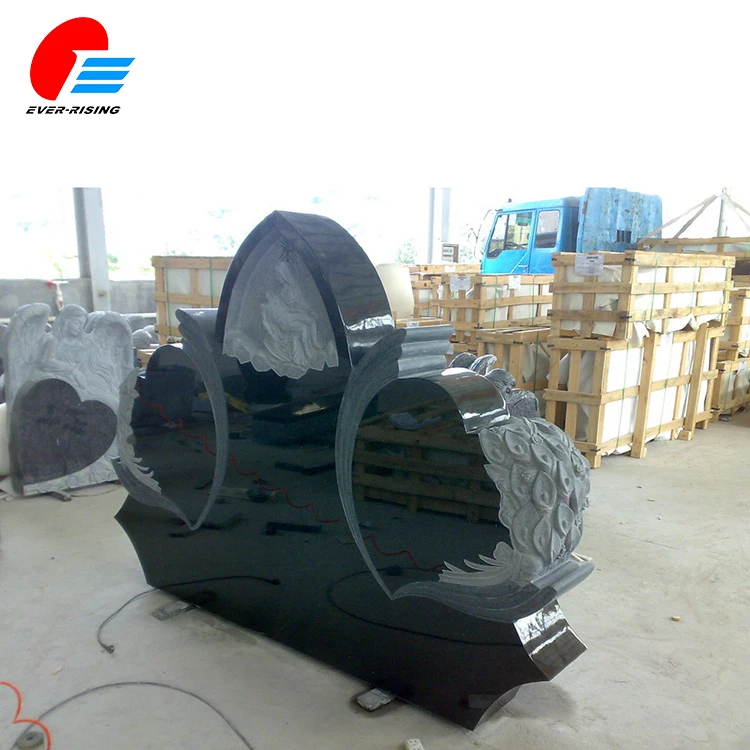 Virgin Mary Granite Double Heart Monument Headstone