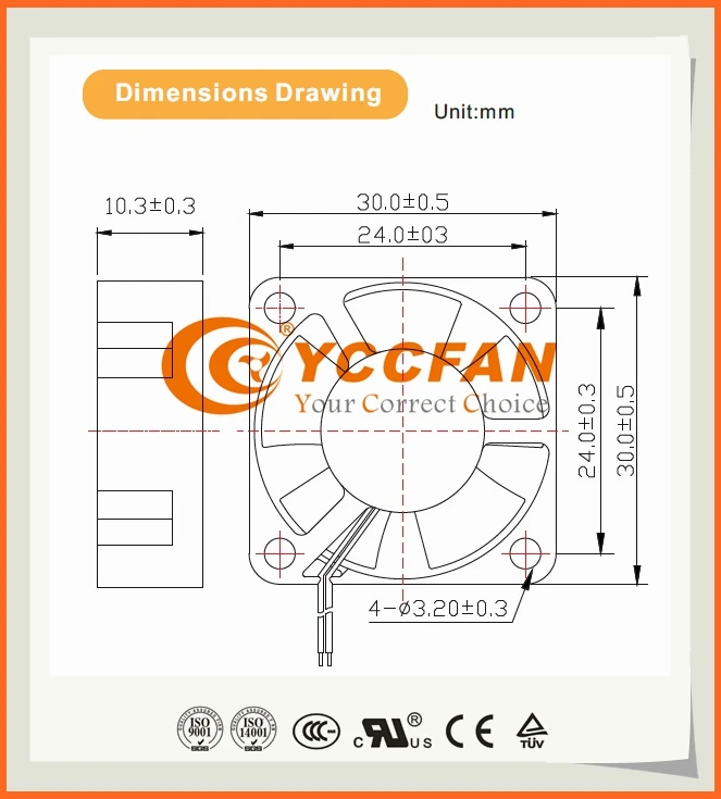 30mm 3010 30x30x10mm dc brushless mini axial flow frameless computer cooling fan 6v