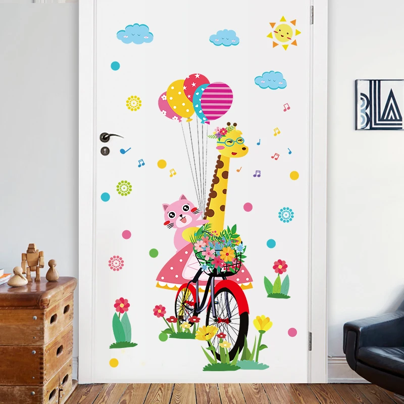 
Giraffe cat window PVC sticker kids room decor 3d wall stickers door wall sticker 