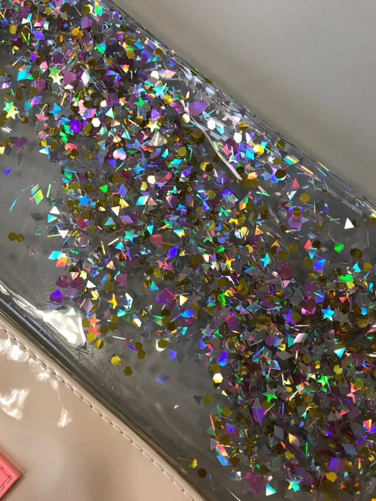 ARTGIMEN Custom Fashion Clear PVC Cosmetic Pouch Bag With Liquid Glitters Cheap Glitter Makeup Pouch