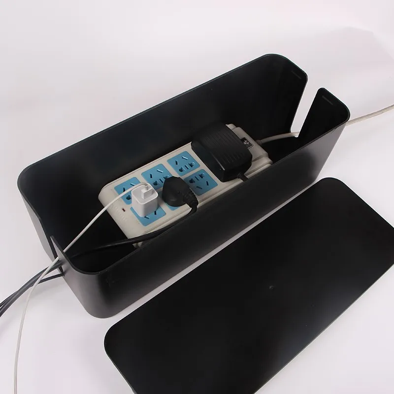 Cable Organizing Management Box for Under Desk, Black-5.25 x 6.2 x 16 inches