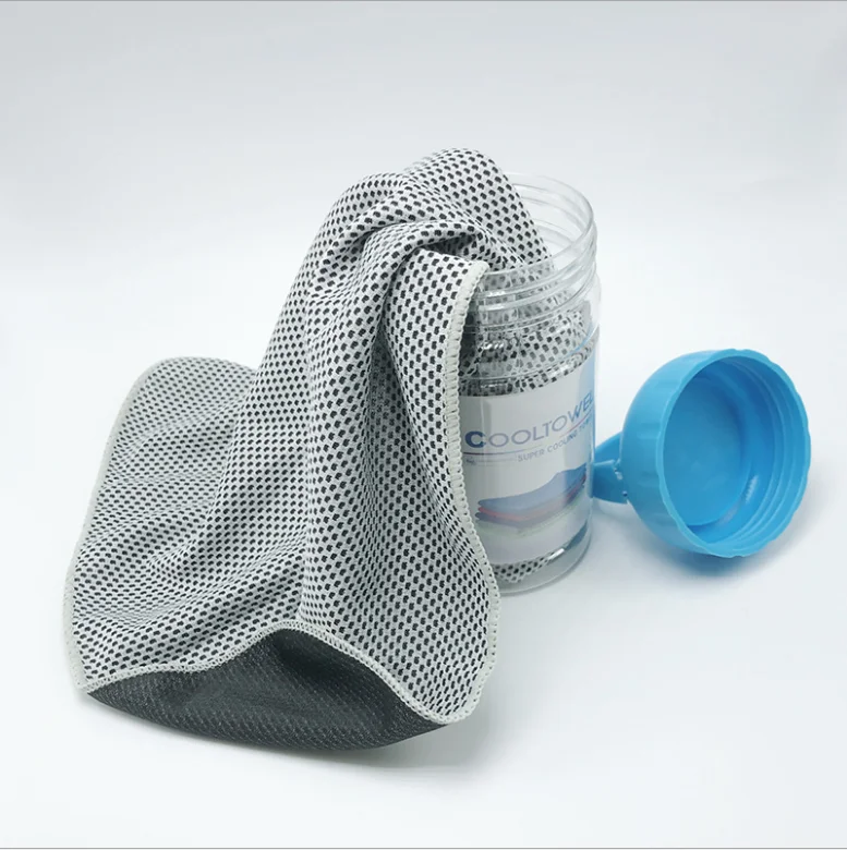 Custom logo instant Sports Mesh cooling towel in bottle