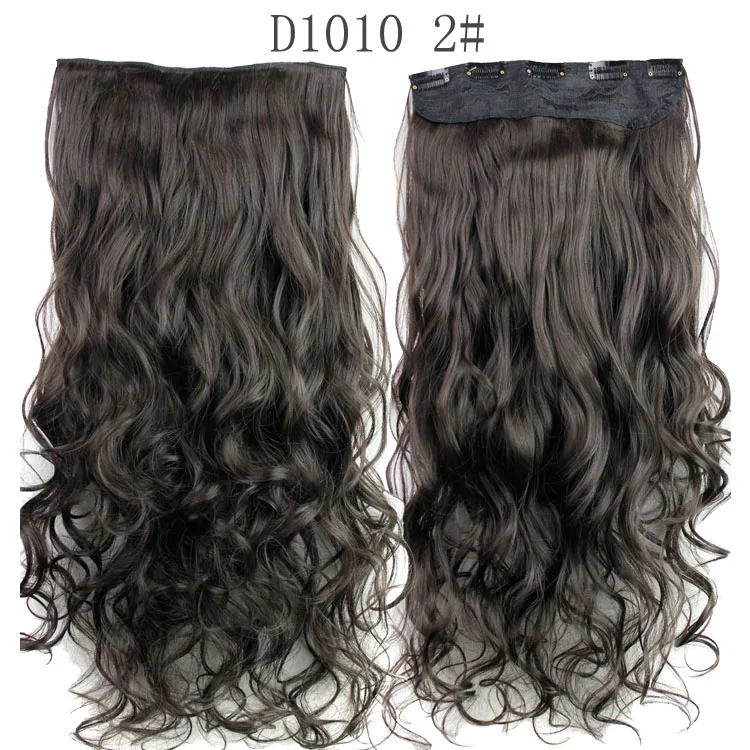 Aisi Hair Cheap 24 Inch Heat Resistant Synthetic Long Curly Wavy 5 Clip in Hair Extensions Long Wave Hairpieces for Women