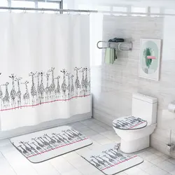 Amazon best sell Waterproof Polyester 3d print designer bath mat and  shower curtain